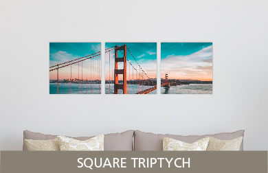 Golden Gate Bridge Printed on Split Image & Cluster Metal Print Square Triptych Design