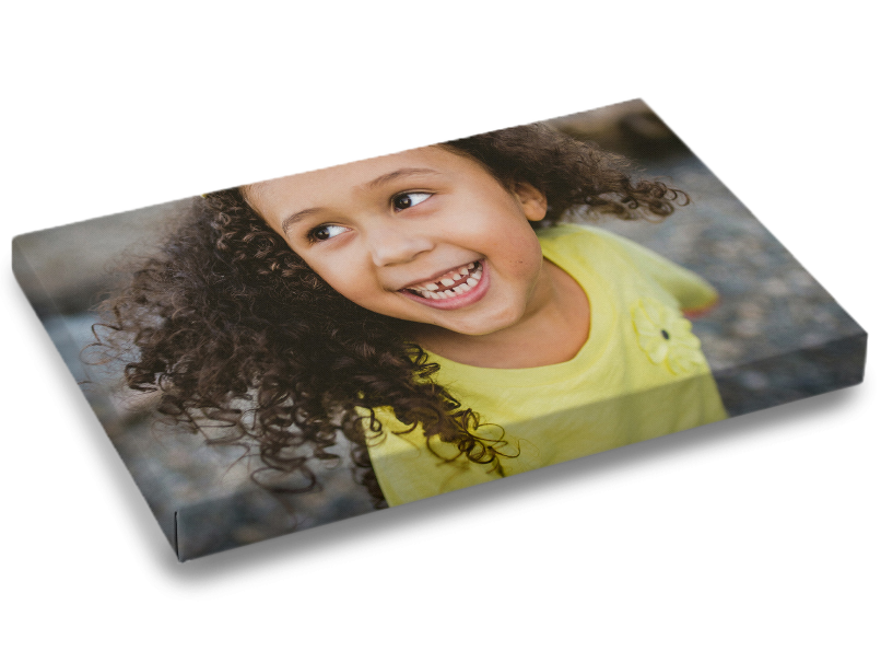Little Girl In Yellow Shirt with Full Image Wrap Around Canvas