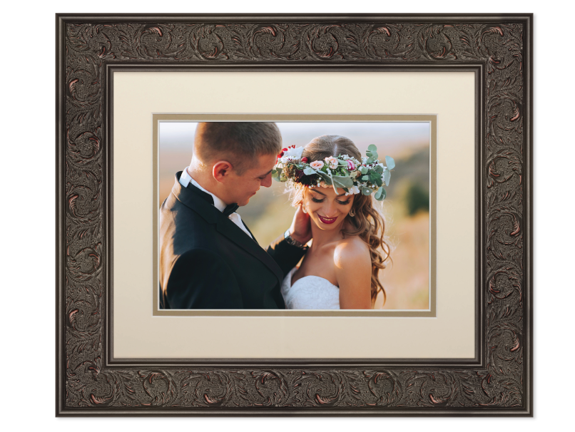 Bride & Groom Printed on Photographic Print &
Placed in Frame with Off White Mat