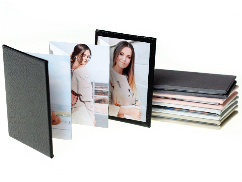 Senior Girl Portraits Printed on Accordion Memory Book with Black Faux Leather Cover