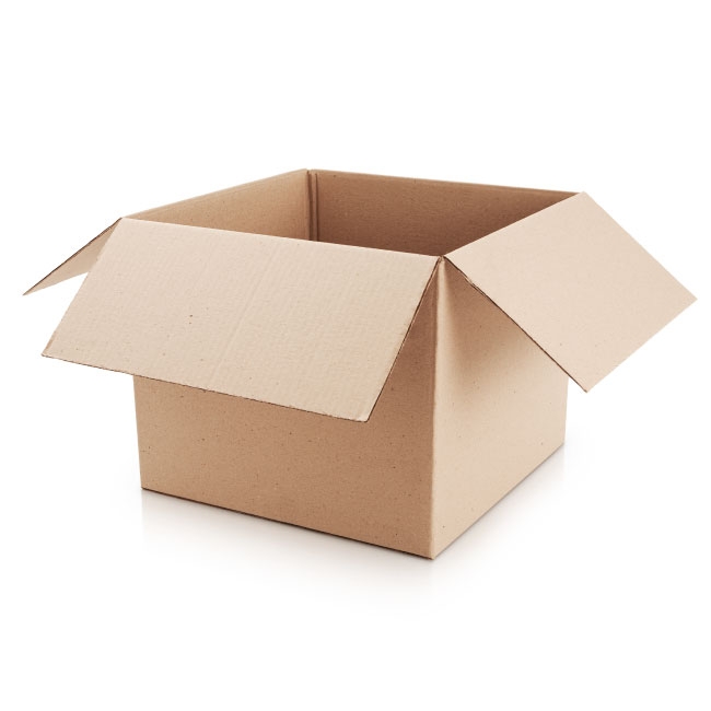 Cardboard box symbol for professional photography lab services and packaging