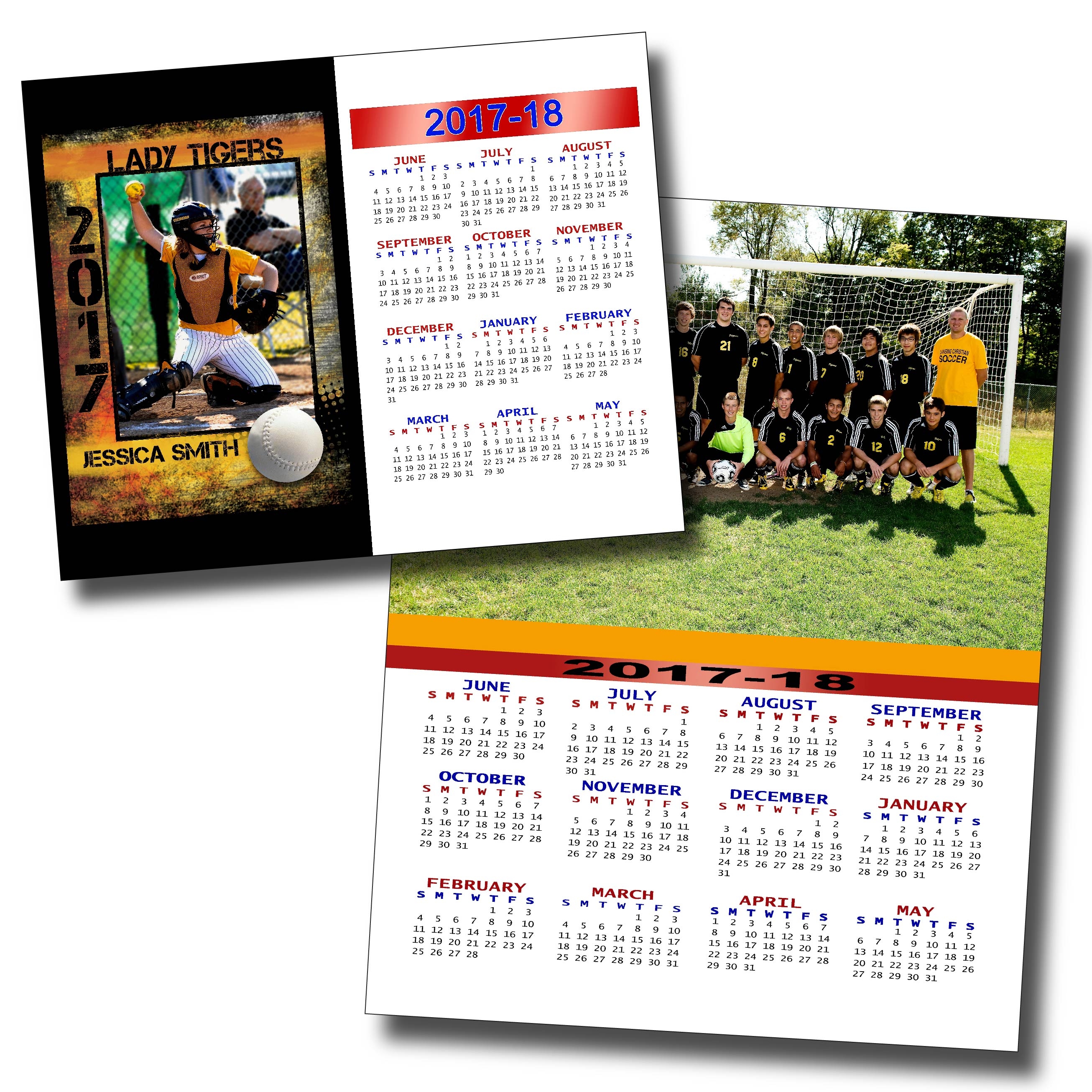 Softball Sports Calendar in Fierce & Soccer Team Calendar