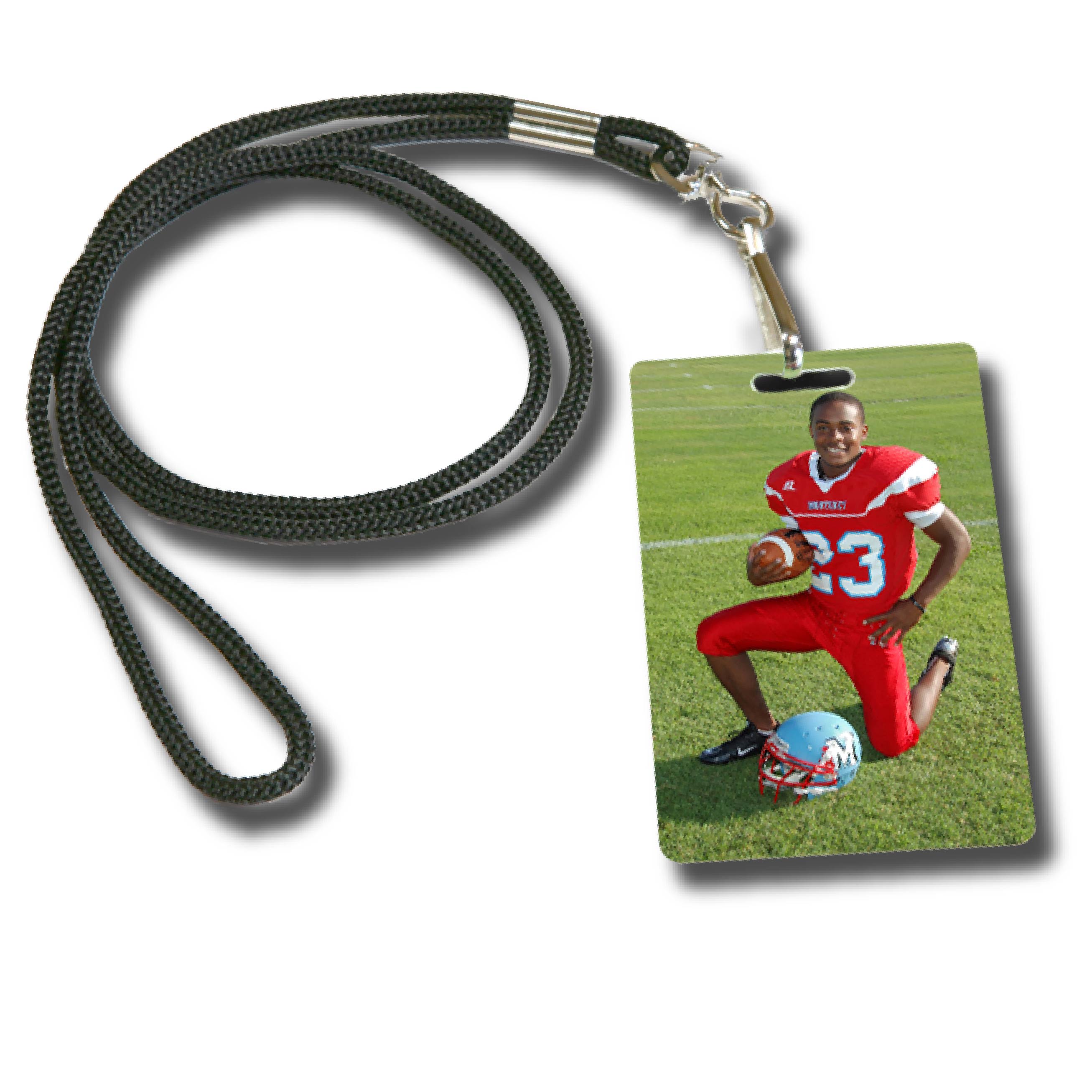 Football Player in Red Uniform Printed on Lanyard Tags