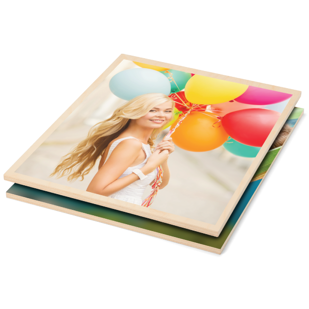 Senior Girl with Multi Colored Balloons Printed on Wood Print